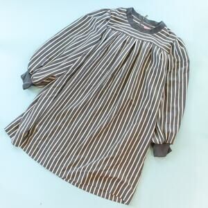 LDT Striped Babydoll Long Sleeve Loose Fit Shift Dress Size 6